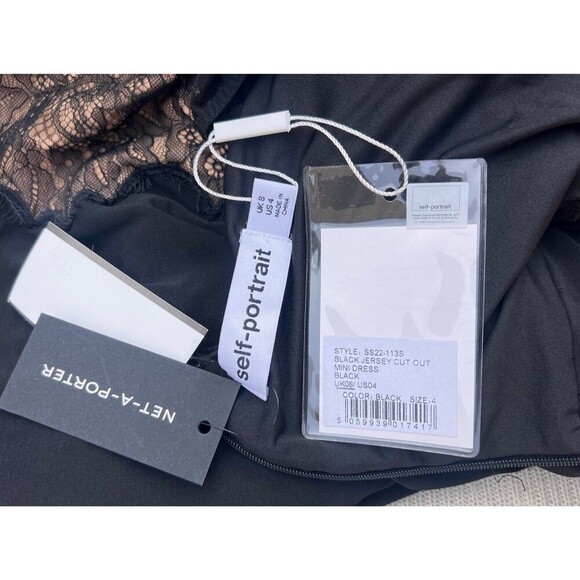 SELF-PORTRAIT Cutout Lace Trimmed Stretch Jersey Chiffon Halterneck Mini Dress 4 - Picture 11 of 13